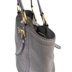 Signature Hobo Bag Vitello Daino Leather Grey Gold Hardware