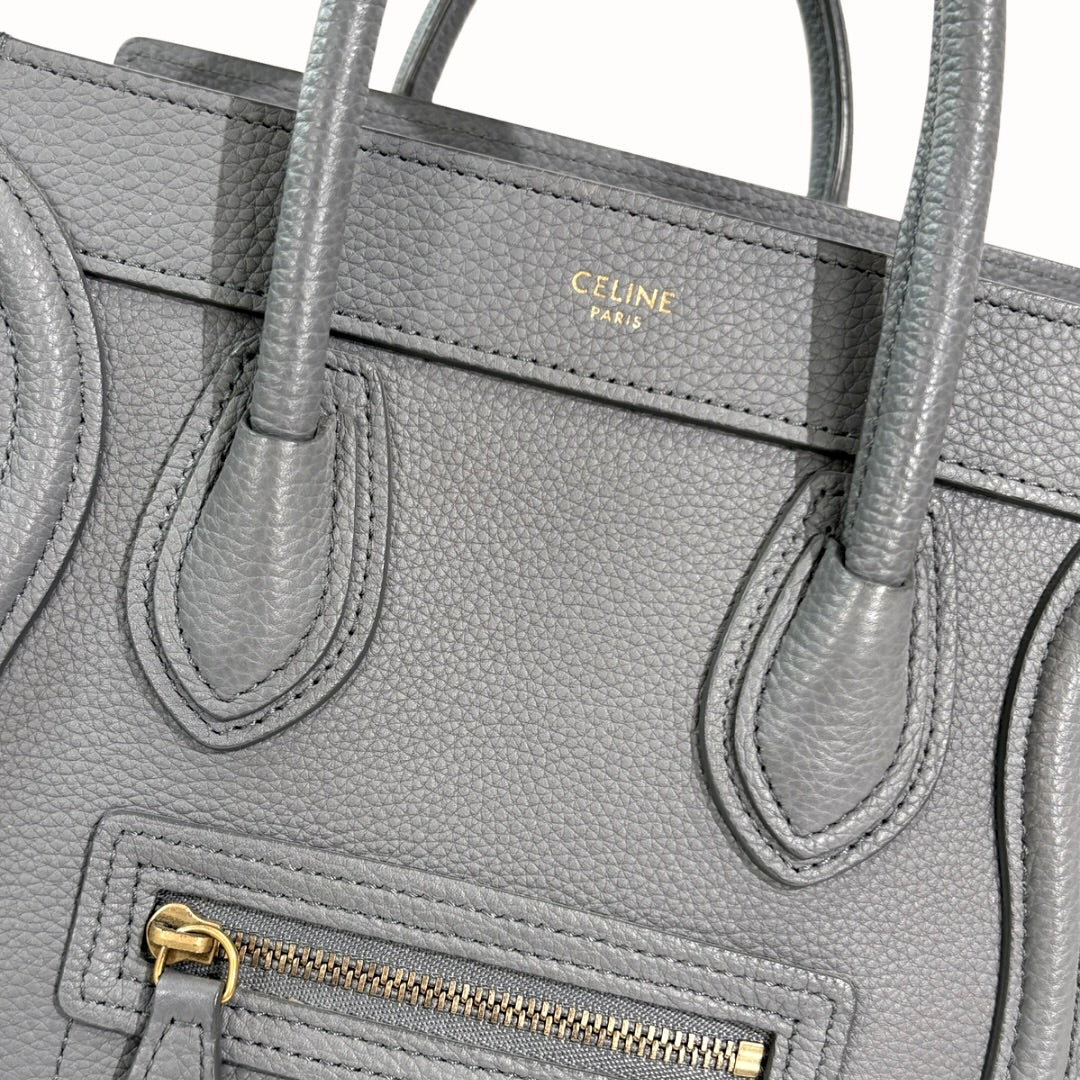 Nano Luggage Grey Kohl Drummed Calfskin Leather