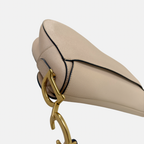 Saddle Bag Medium Beige Grained Calfskin Leather Gold Hardware