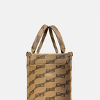 BB Monogram Signature Brown Tote Bag Gold Hardware