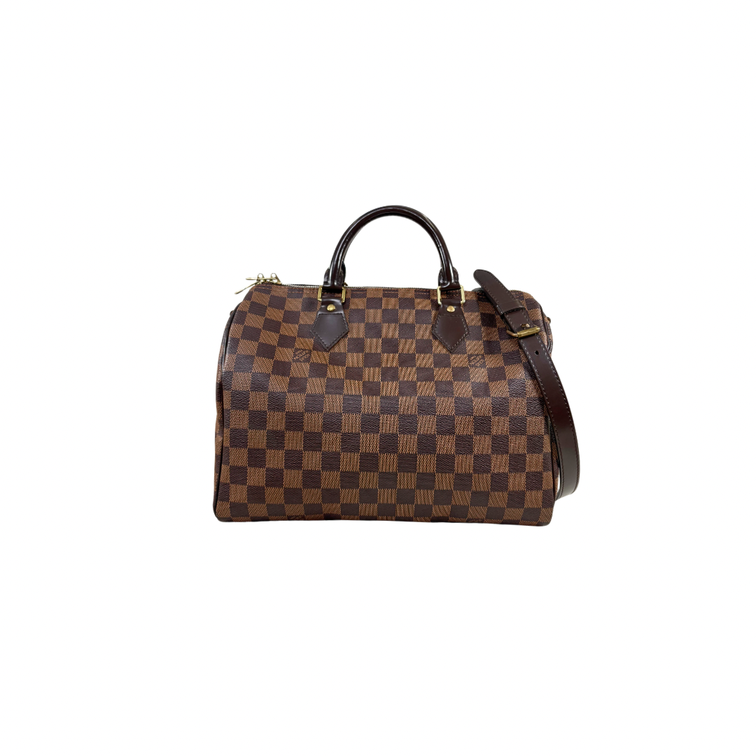 Speedy Bandoulière 30 Damier Ebene Canvas Gold Hardware