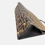 Zucca Canvas Vintage Handbag Brown Gold Hardware
