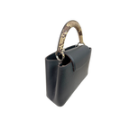 Capucines Snake Skin  Top Handle BB Taurillon Black Silver Hardware