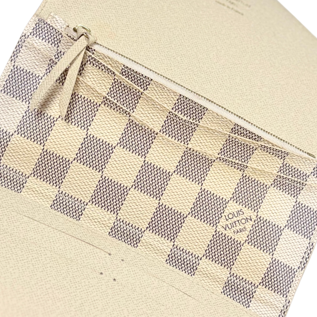 Josephine Wallet Damier Azur Canvas Gold Hardware