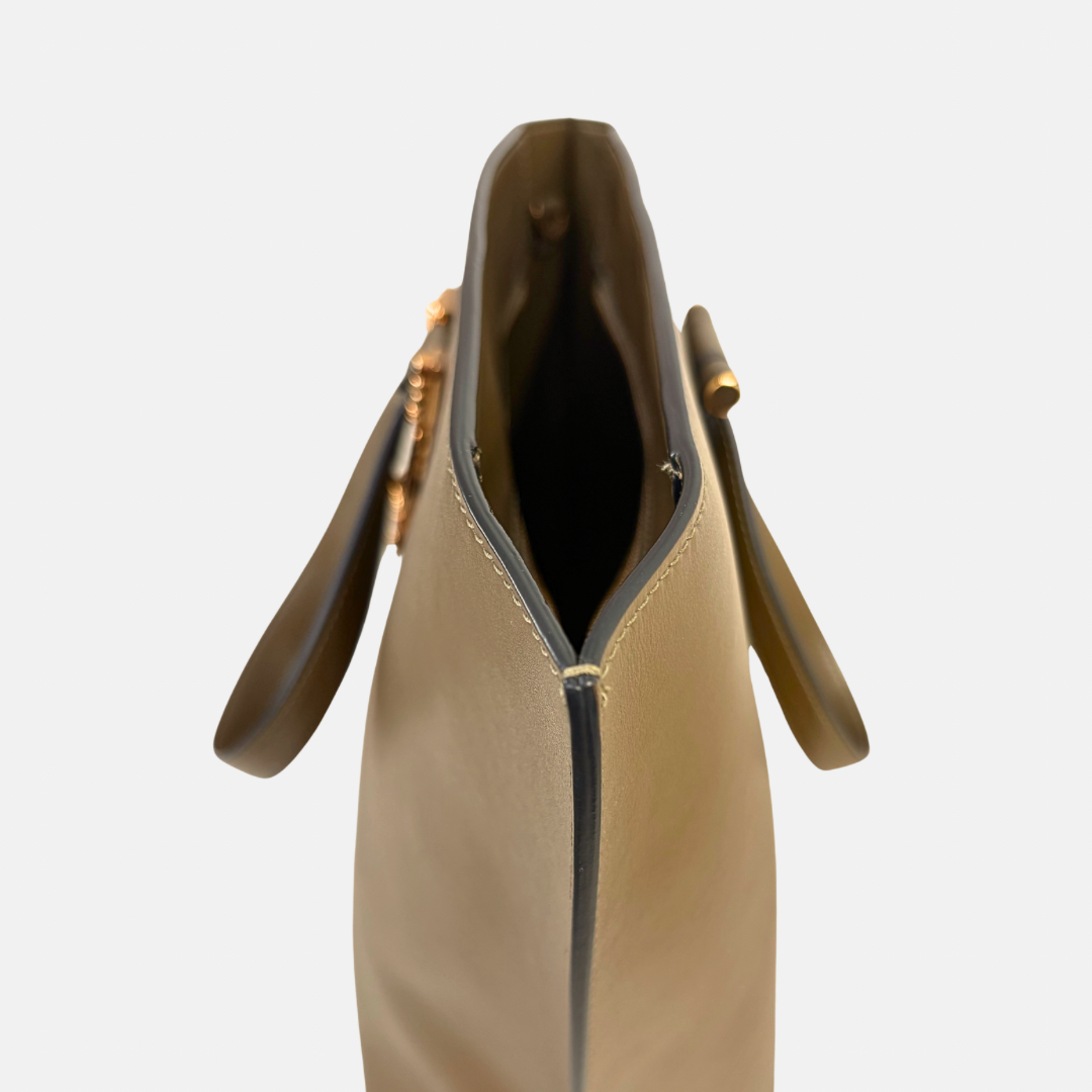Virtus Bucket Shopper Bag Olive Brown Gold Hardware