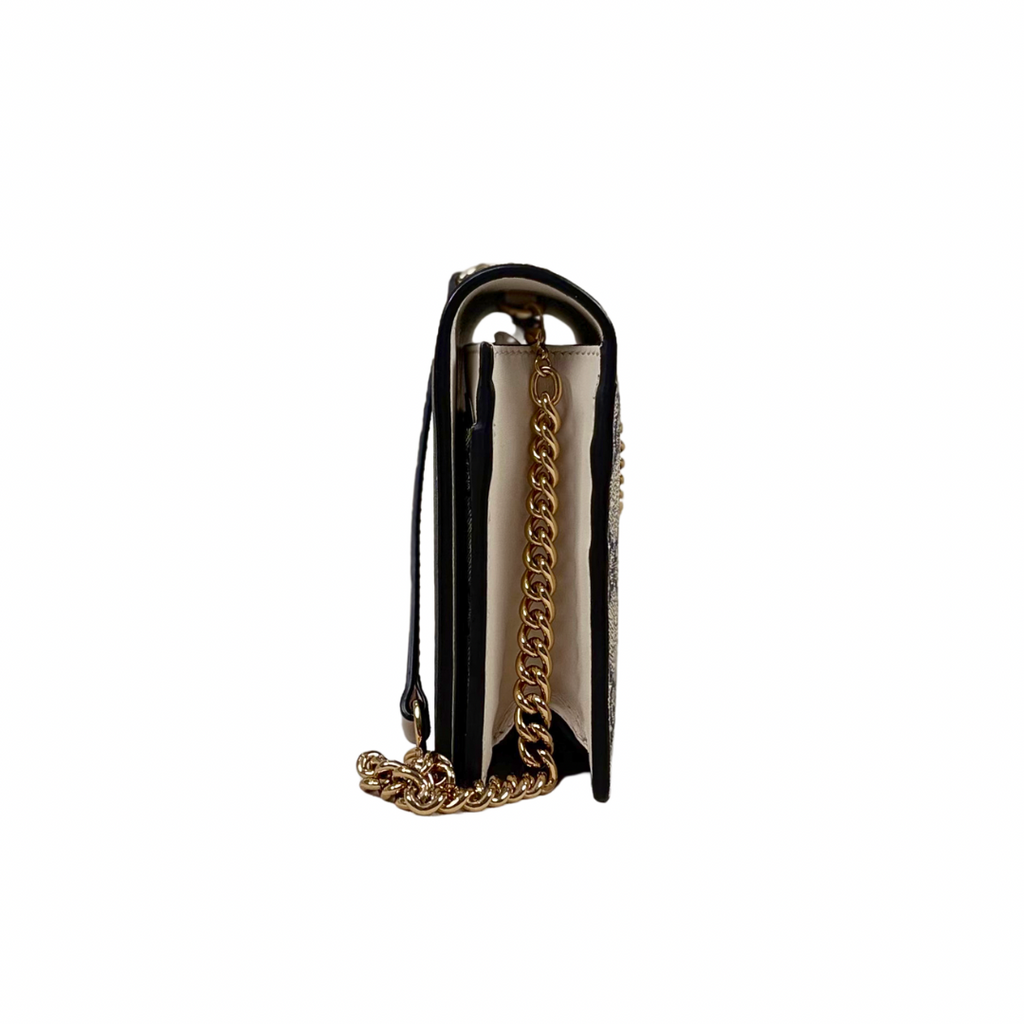 GG Supreme Canvas Bi-Color Wallet On Chain Gold Hardware