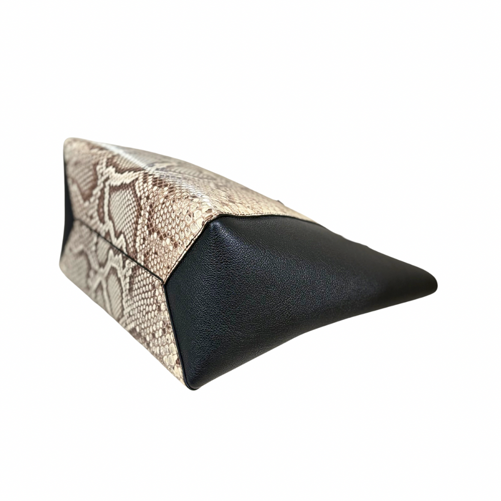Lock Me Tote Bag Black Python Leather Silver Hardware