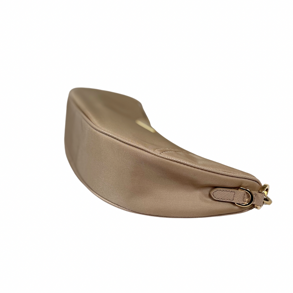 Re-nylon Demi Lune Bandoliera Bag Beige Gold Hardware