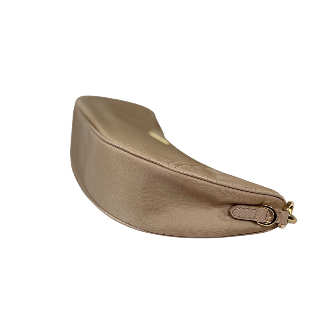 Re-nylon Demi Lune Bandoliera Bag Beige Gold Hardware