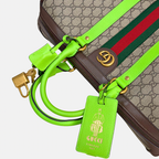 Savoy Duffle Bag GG Supreme Canvas Neon Green Gold Hardware