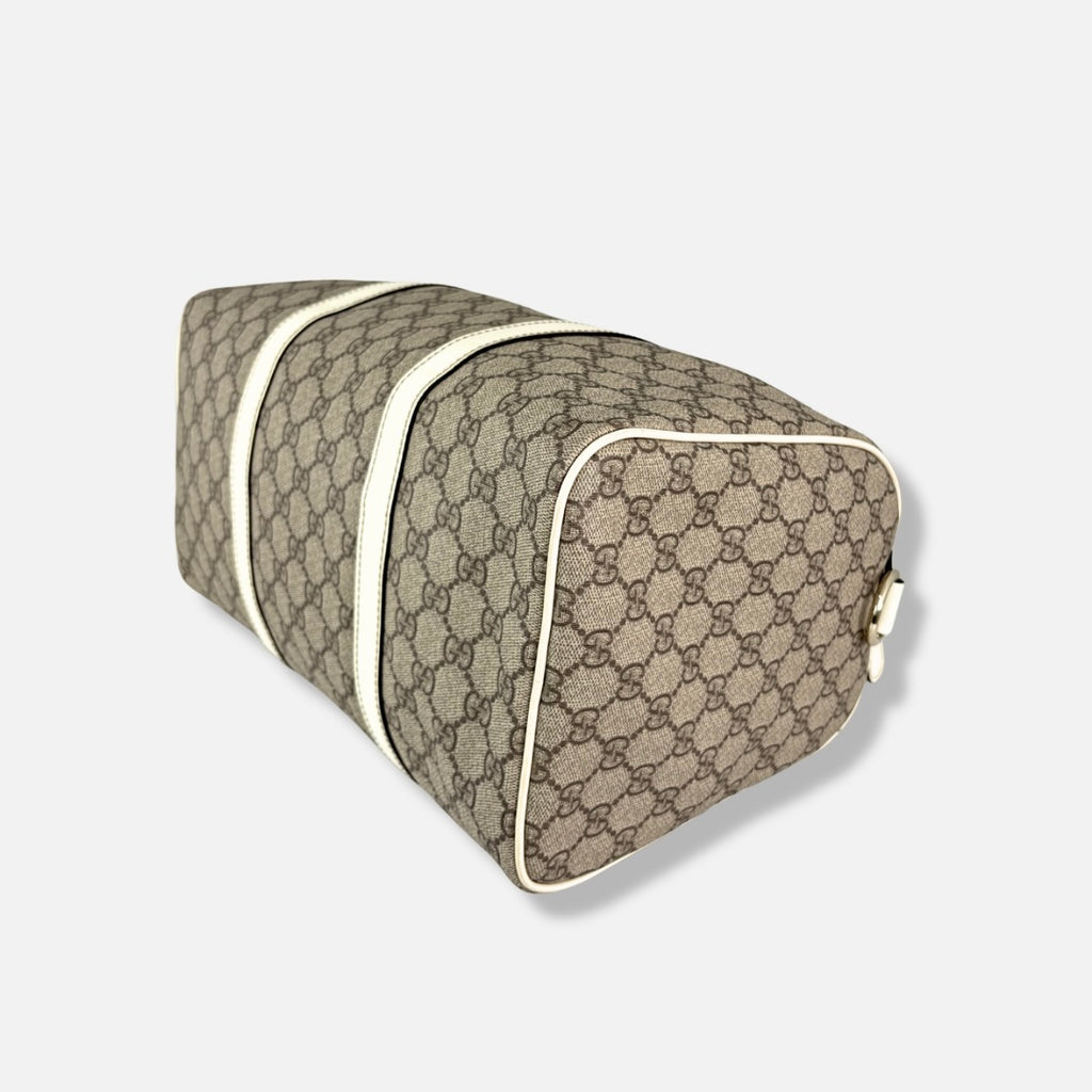 Boston GG Supreme Canvas  Beige & White Silver Hardware 30cm