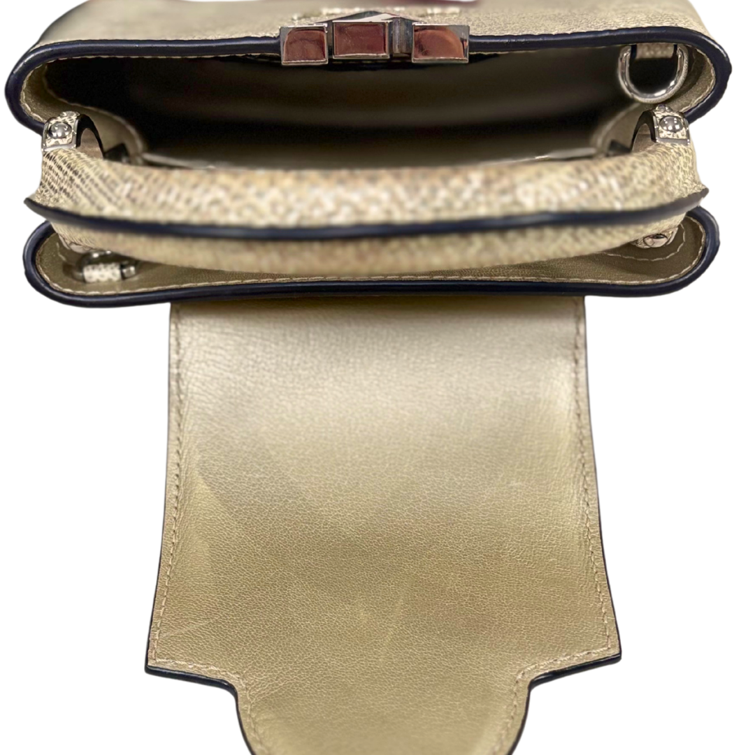 Lizard Capucines Metallic Gold Mini Bag  Silver Hardware