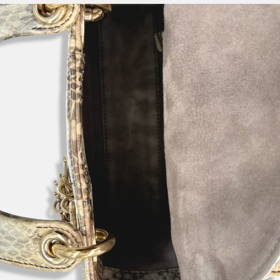 Mini Lady Dior Python Snakeskin Gold Hardware