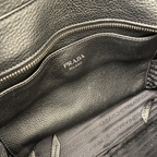 Vitello Phenix Black Tote Bag Silver Hardware