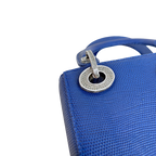 Mini Lady Dior Bag Blue Lizard W/ Crystals Charms Silver Hardware