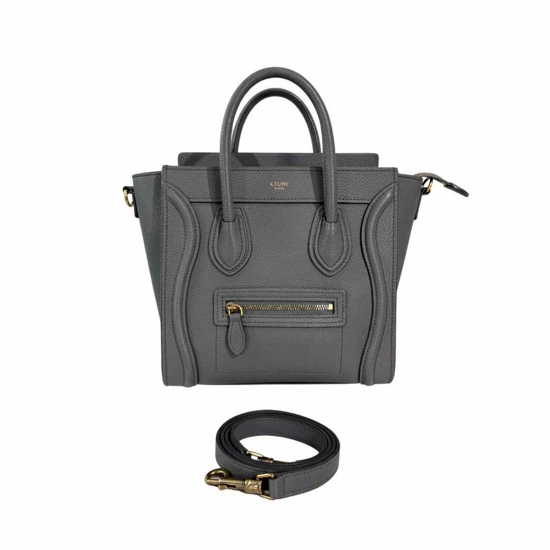 Nano Luggage Grey Kohl Drummed Calfskin Leather