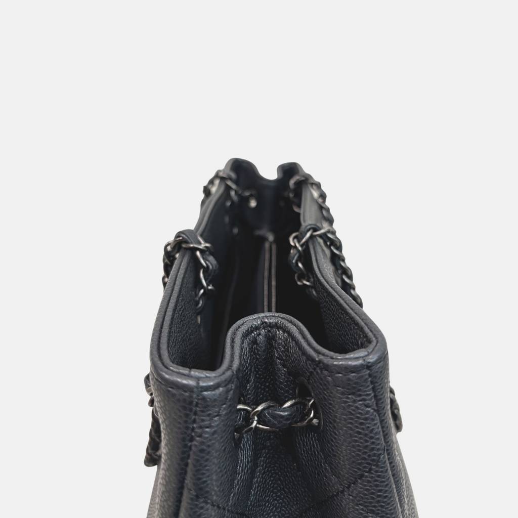 Shopping Tote Bag Woven Chain Black Caviar Leather Ruthenium Hardware Series 22
