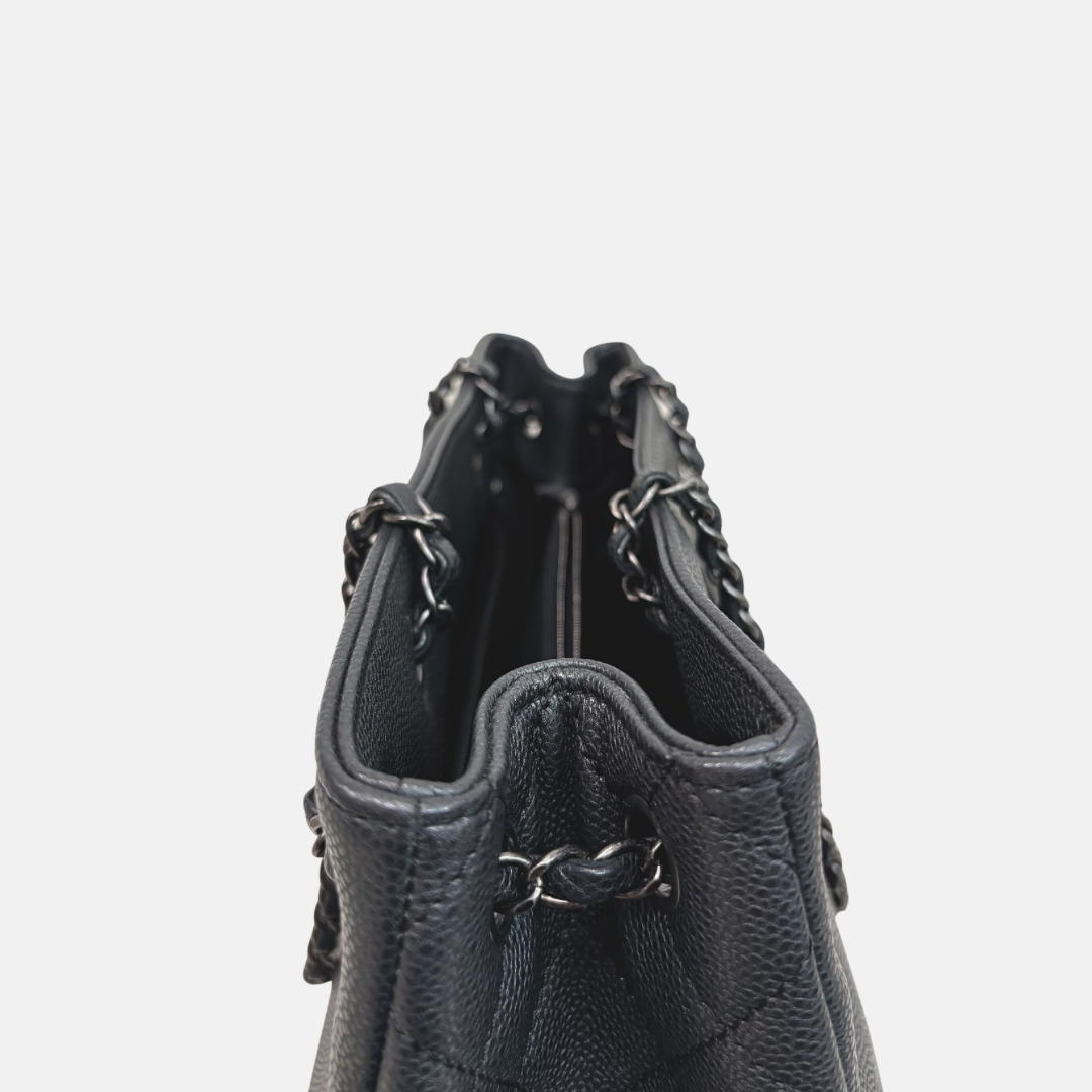 Shopping Tote Bag Woven Chain Black Caviar Leather Ruthenium Hardware Series 22