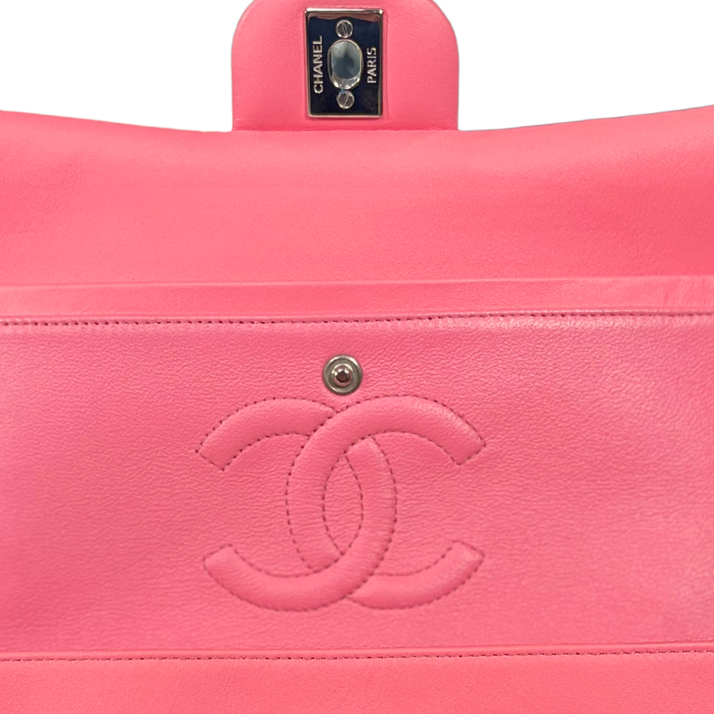 Classic Double Flap Medium Coral Orange Patent Leather Series 21