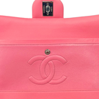 Classic Double Flap Medium Coral Orange Patent Leather Series 21