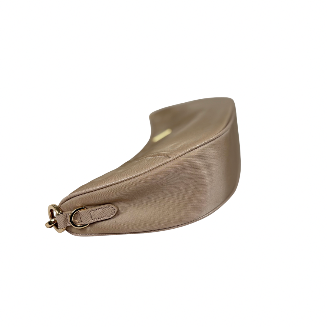 Re-nylon Demi Lune Bandoliera Bag Beige Gold Hardware