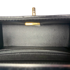 Vanity Top Handle Black Shiny Lambskin Leather Gold Hardware