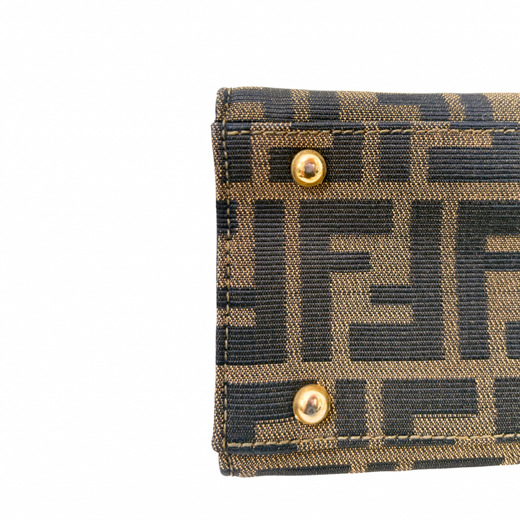 Zucca Canvas Vintage Handbag Brown Gold Hardware