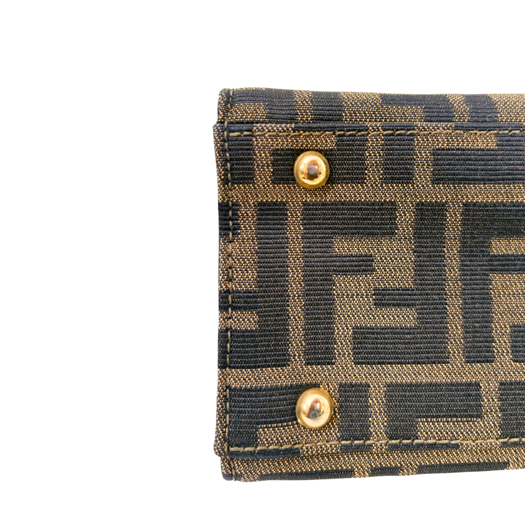 Zucca Canvas Vintage Handbag Brown Gold Hardware