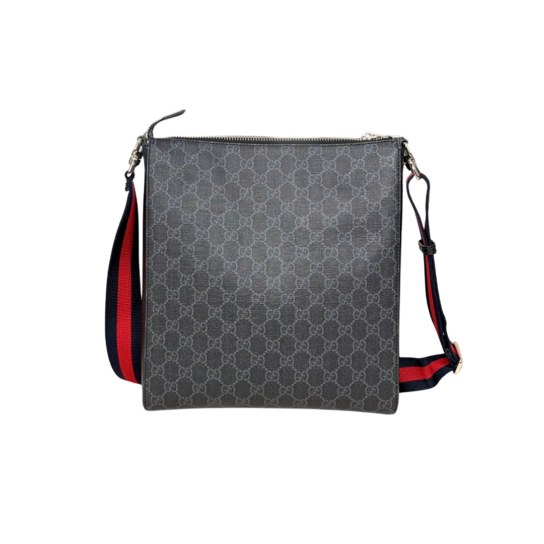 GG Supreme Black Messenger Bag Grey & Black Monogram Canvas
