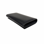 Long Bi-fold Wallet Black Smooth Leather