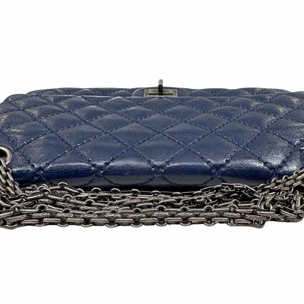 Reissue Bag Navy Blue Calfskin Leather Silver-tone Hardware