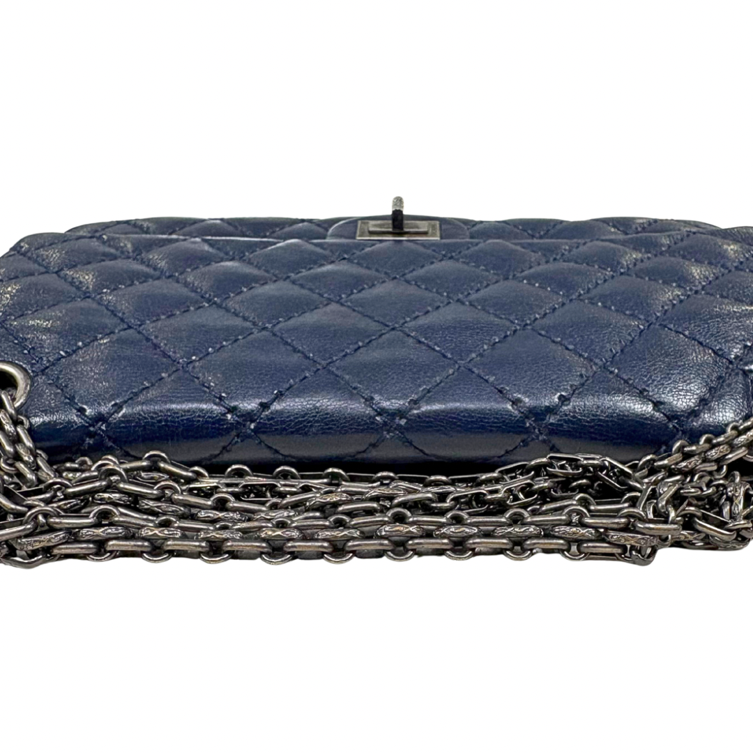 Reissue Bag Navy Blue Calfskin Leather Silver-tone Hardware