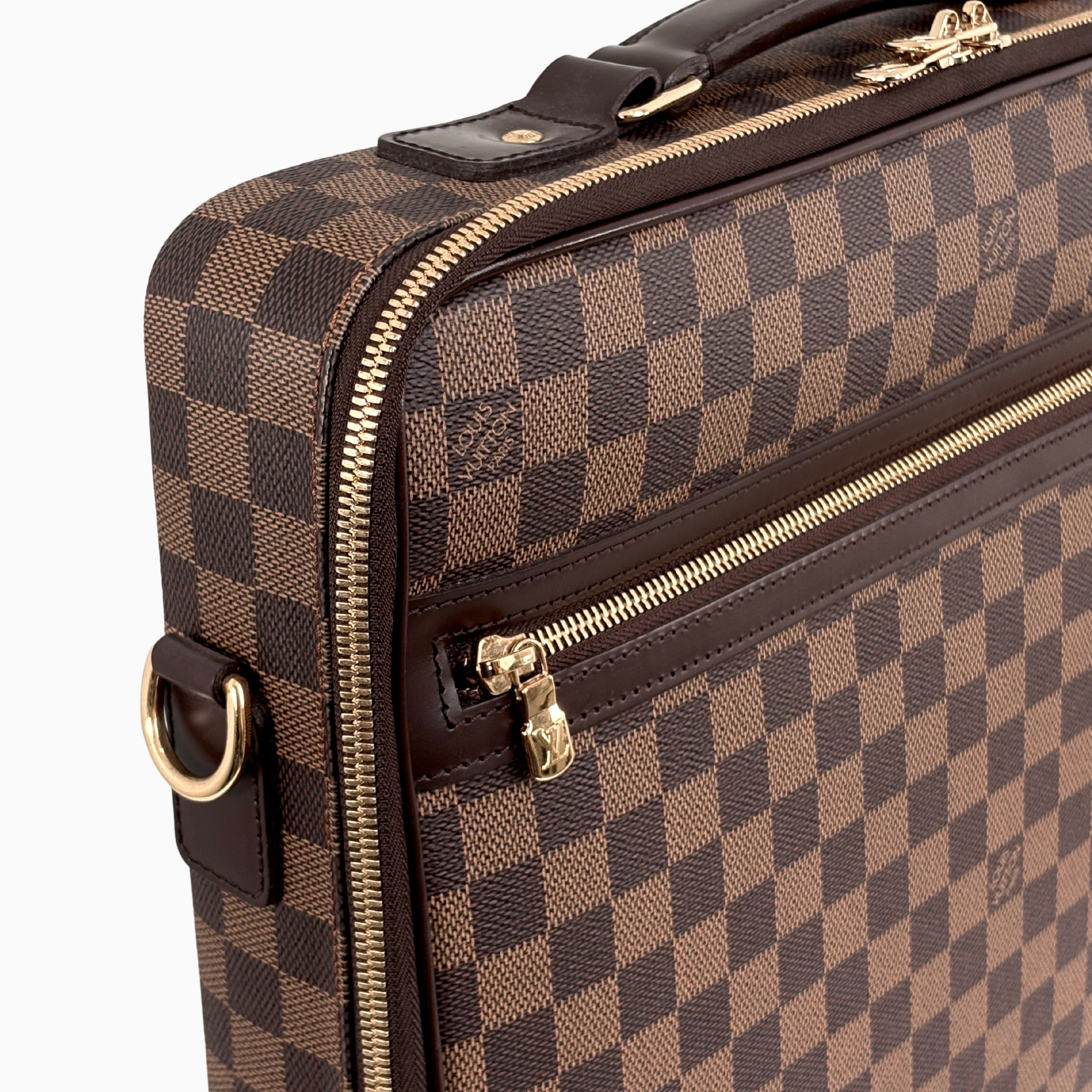 Sabana Case Bag Damier Ebene Leather Gold Hardware