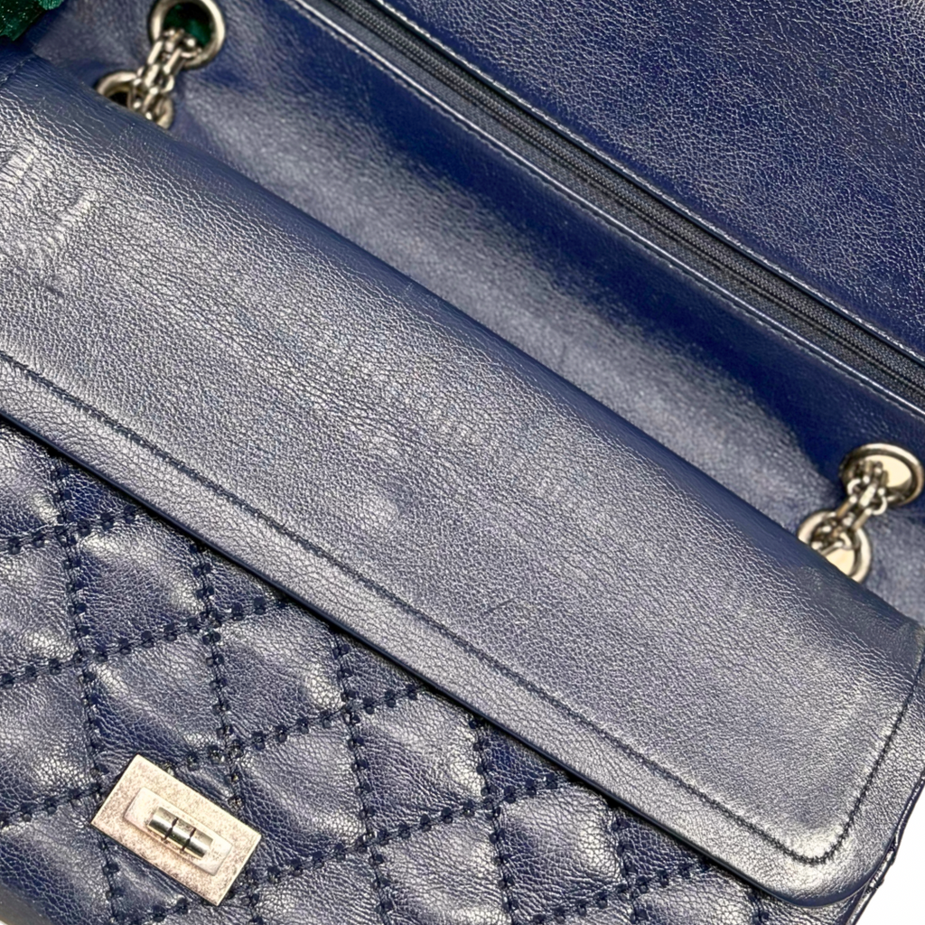 Reissue Bag Navy Blue Calfskin Leather Silver-tone Hardware