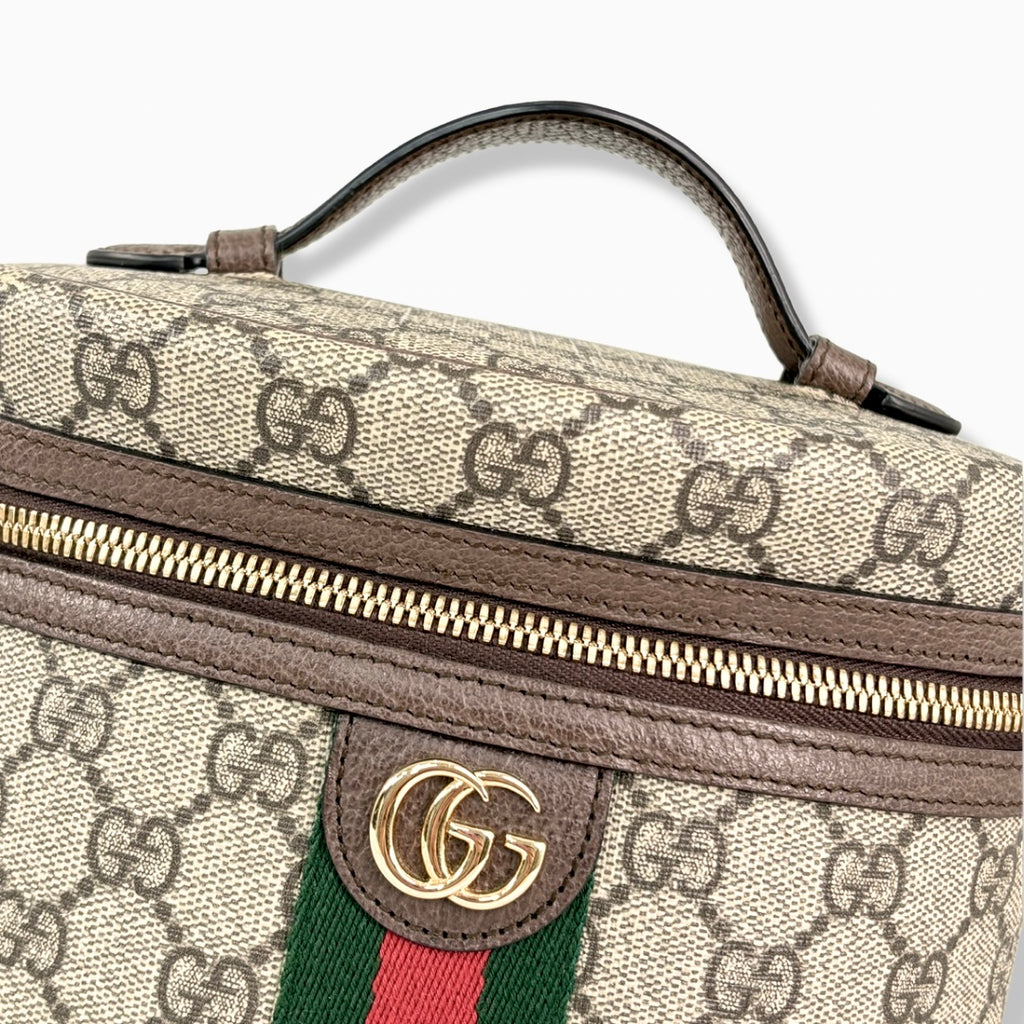 Ophidia Cosmetic Case GG Supreme Canvas Gold Hardware