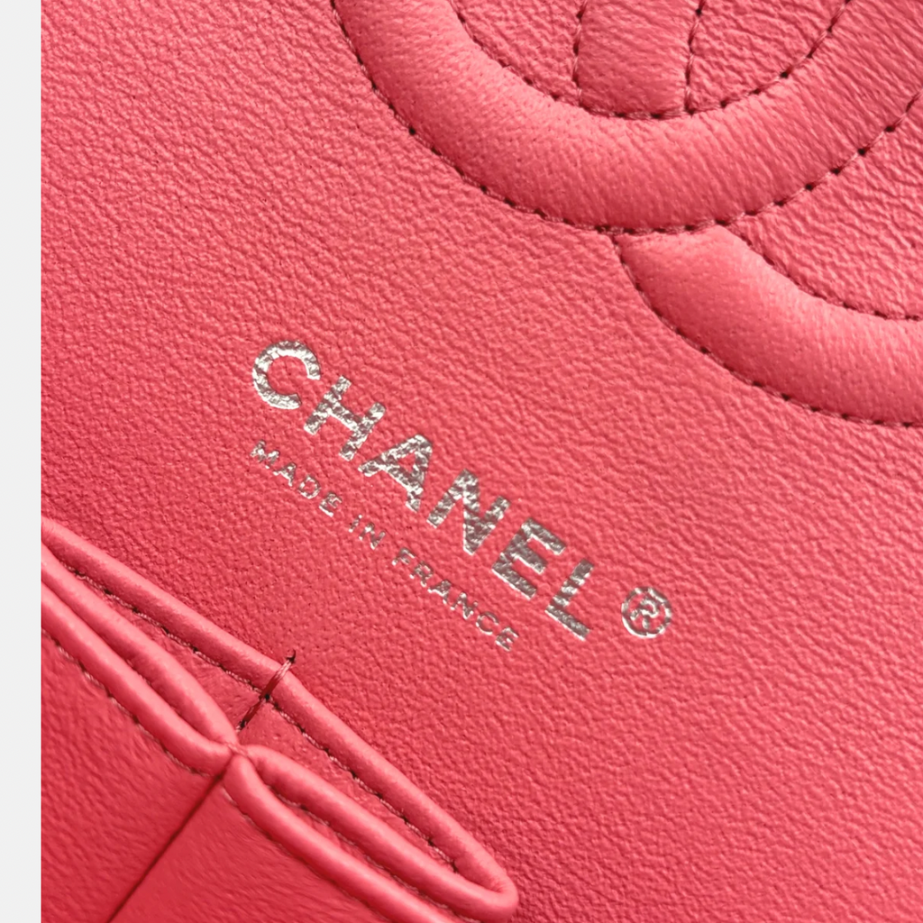 Classic Double Flap Medium Coral Orange Patent Leather