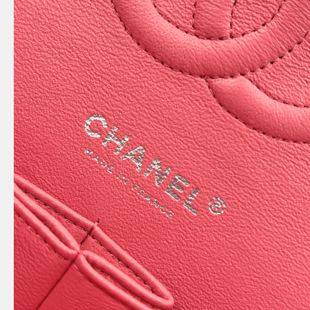 Classic Double Flap Medium Coral Orange Patent Leather