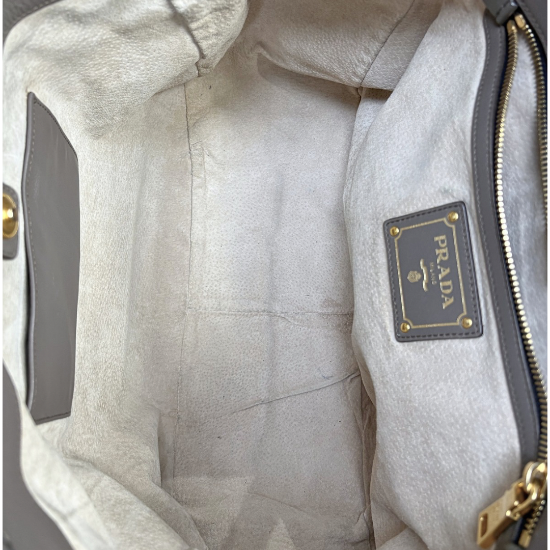 Signature Hobo Bag Vitello Daino Leather Grey Gold Hardware