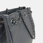 Shopping Tote Bag Woven Chain Black Caviar Leather Ruthenium Hardware Series 22