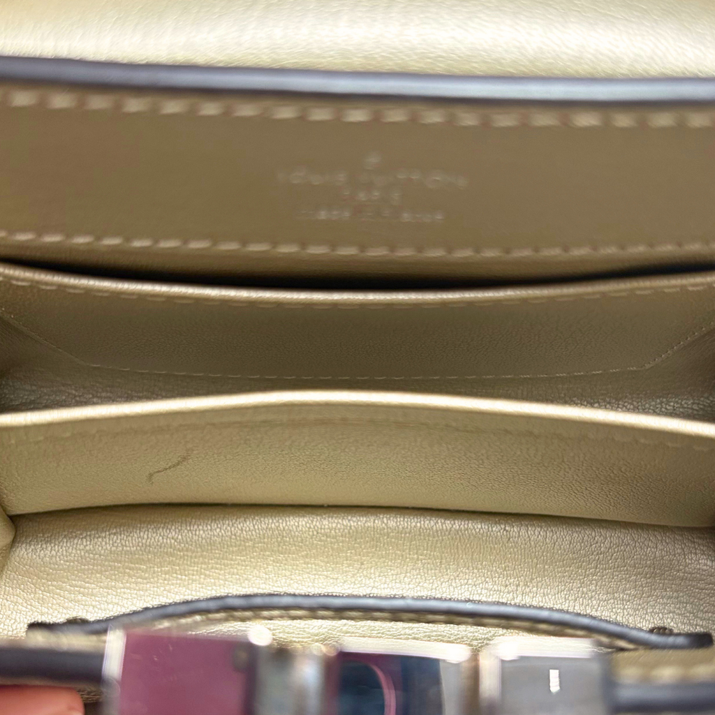 Lizard Capucines Metallic Gold Mini Bag  Silver Hardware