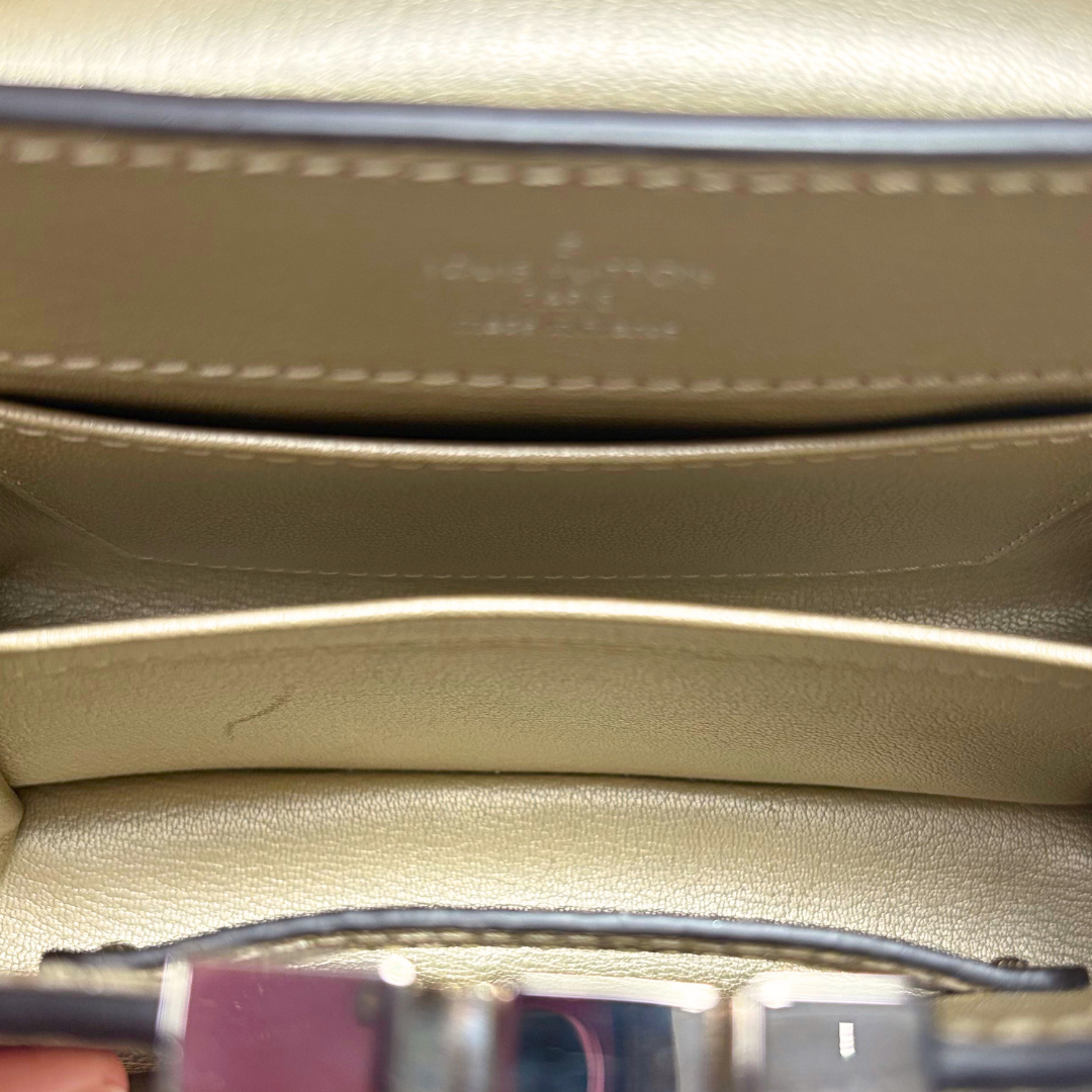 Lizard Capucines Metallic Gold Mini Bag  Silver Hardware