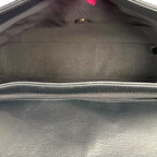 Chevron Chic Flap Bag Medium Black Calfskin Leather Gold Hardware