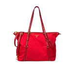 Tessuto Tote Red Saffiano Leather Gold Hardware