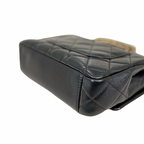 24C Mini Flap Black Lambskin Leather Gold Hardware Microchip