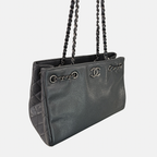 Shopping Tote Bag Woven Chain Black Caviar Leather Ruthenium Hardware Series 22