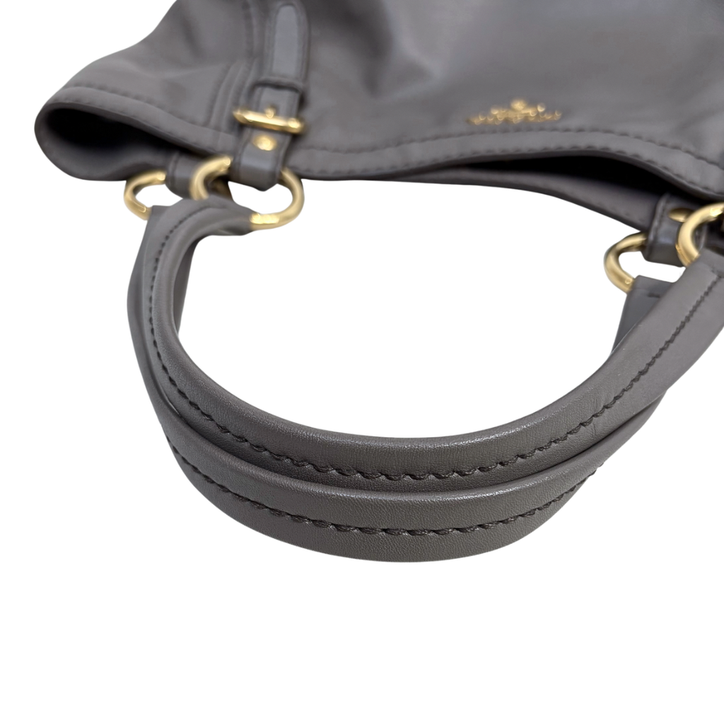 Signature Hobo Bag Vitello Daino Leather Grey Gold Hardware
