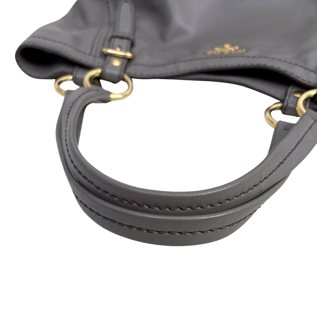 Signature Hobo Bag Vitello Daino Leather Grey Gold Hardware