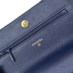 Pocket Twins Wallet On Chain Mini Navy Blue Caviar Gold Hardware Microchipped