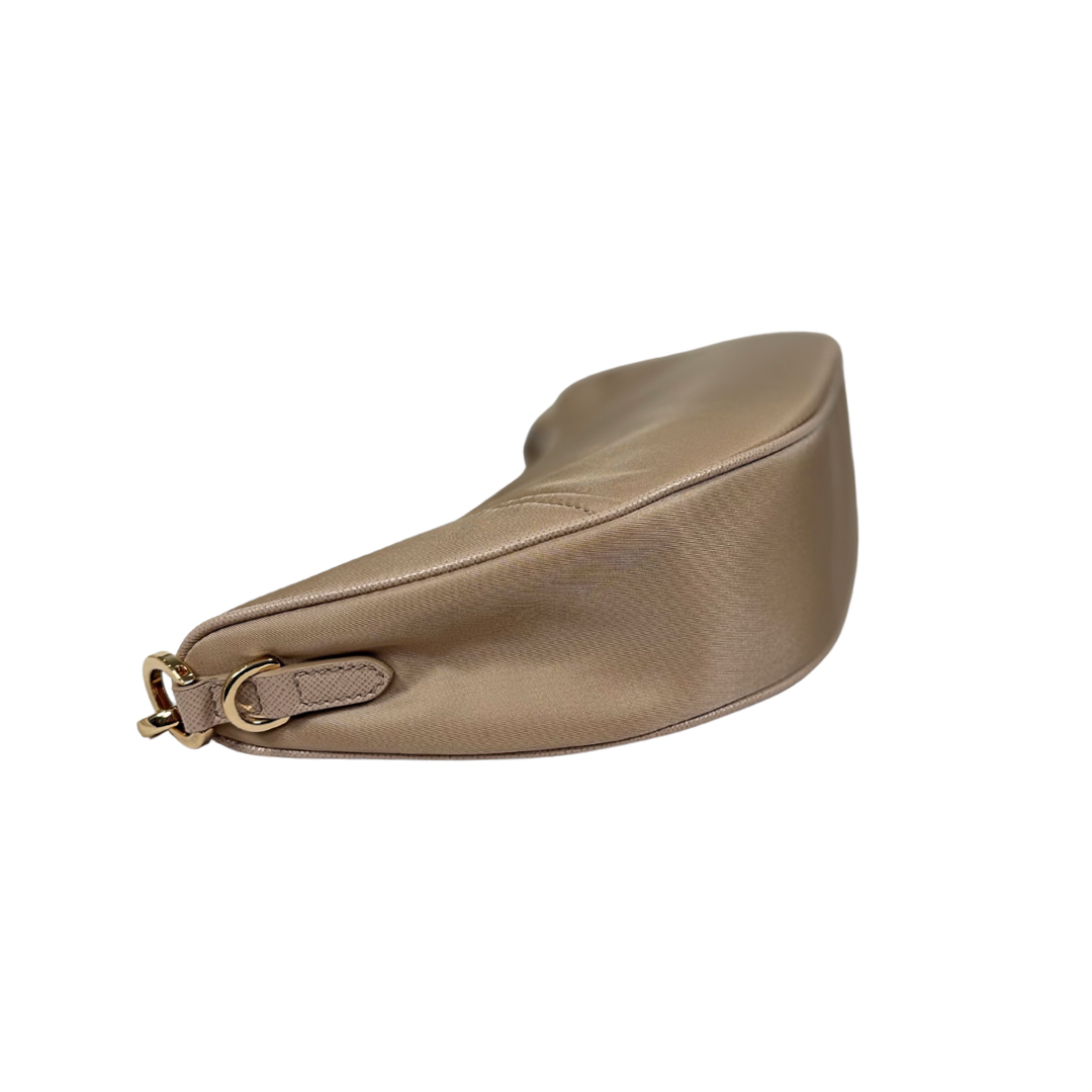 Re-nylon Demi Lune Bandoliera Bag Beige Gold Hardware