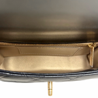 24C Mini Flap Black Lambskin Leather Gold Hardware Microchip
